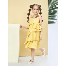 Peppermint Girls Mustard Cotton Flared Fit Dress-picture-22
