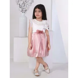 Peppermint Girls Peach & White Solid Dress-picture-35