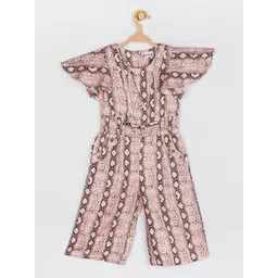 Peppermint Girls Peach-Coloured & Black Printed Basic Jumpsuit-picture-39