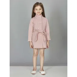 Peppermint Girls Peach Cotton Solid Full Sleeves Coat-picture-32