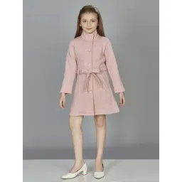 Peppermint Girls Peach Cotton Solid Full Sleeves Coat-picture-33