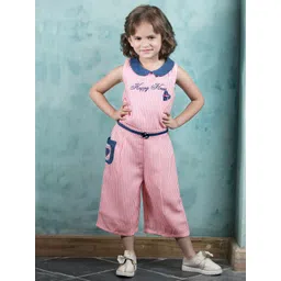 Peppermint Girls Pink & White Striped Culotte Jumpsuit-picture-57