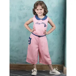 Peppermint Girls Pink Striped Capri Jumpsuit-picture-14