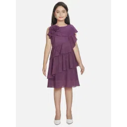 Peppermint Girls Purple Textured Dress-picture-37