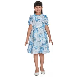 Peppermint Girls Round Neck Abstract Printed Ruffles Fit & Flare Dress-picture-20