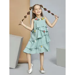 Peppermint Girls Round Neck Layered Satin A-Line Dress-picture-34