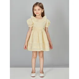 Peppermint Girls Round Neck Short Puff Sleeve Fit & Flare Dress-picture-35