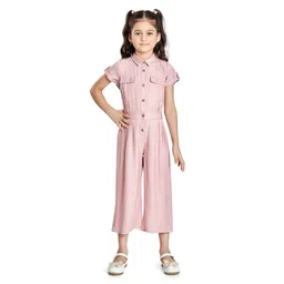 Peppermint Girls Shirt Collar Embellished Basic Jumpsuit-picture-25