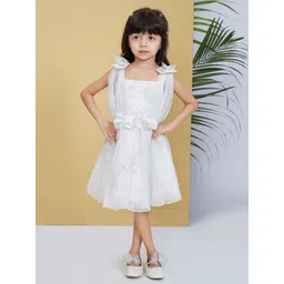 Peppermint Girls Solid Net Fit & Flare Knee Length Dress-picture-50
