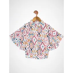 Peppermint Girls White & Pink Geometric Print Chiffon Shirt Style Top-picture-31