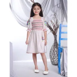 Peppermint Kids Beige Solid Dress-picture-10