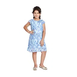 Peppermint Kids Blue & White Printed Dress-picture-18