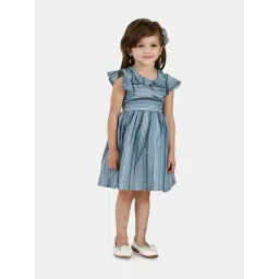 Peppermint Kids Blue Cotton Striped Dress-picture-14