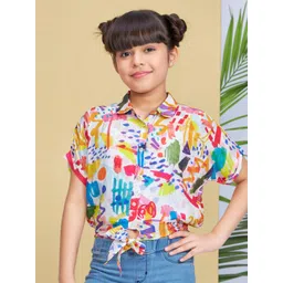 Peppermint Kids-Girls Abstract Printed Shirt Style Top-picture-56