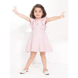 Peppermint Kids Light Pink Self Design Dress-picture-18