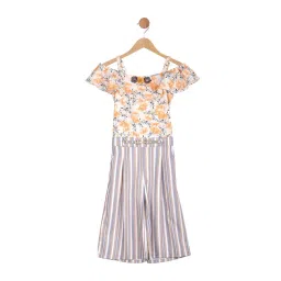 Peppermint Kids Mustard & Off White Printed Jumpsuit-picture-14