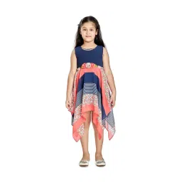 Peppermint Kids Navy & Pink Floral Print Dress-picture-26