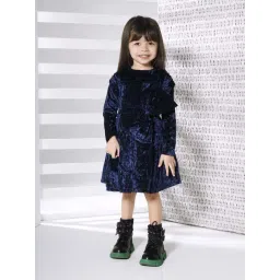 Peppermint Kids Navy Blue Polyester Flared Fit 1 Dress-picture-40