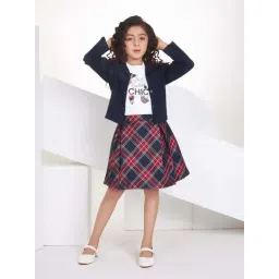 Peppermint Kids Navy Blue Polyester Flared Fit 1 Dress and 1 Jacket-picture-46