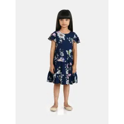 Peppermint Kids Navy Floral Print Dress-picture-34