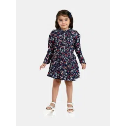 Peppermint Kids Navy Floral Print Full Sleeves Dress-picture-39