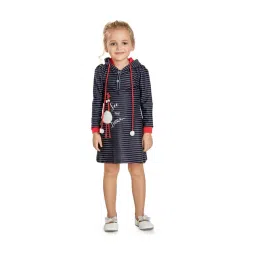 Peppermint Kids Navy Striped Full Sleeves Dress-picture-38