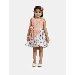 Peppermint Kids Peach & White Floral Print Dress-picture-31