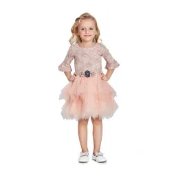 Peppermint Kids Peach Floral Print Dress-picture-10
