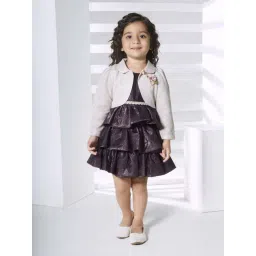 Peppermint Kids Purple Crepe Regular Fit 1 Dress and 1 Jacket-picture-35