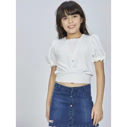 Peppermint Puff Sleeve Georgette Top-picture-57