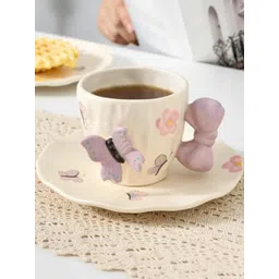 peppy little things Purple Butterfly Ceramic Cup & Saucer Set-picture-15