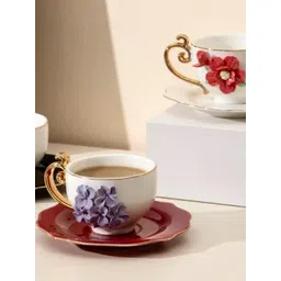 peppy little things White & Black Floral Textured Ceramic Glossy Cups-picture-13