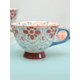 peppy little things White & Blue Floral Printed Ceramic Glossy Cups-picture-29