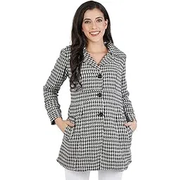 peptrends Womens Houndstooth weave Long Coat with fur lining-picture-10