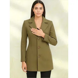 pepzoo Women Solid Double Breasted Casual Blazer image 1