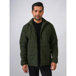 Perch Bottle Green Regular Fit Solid Jacket-picture-42