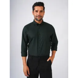 Perch Bottle Green Slim Fit Solid Shirt-picture-44