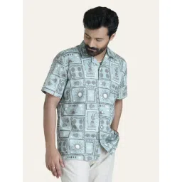 Perch Green Pure Cotton Relaxed Fit Printed Shirt-picture-32