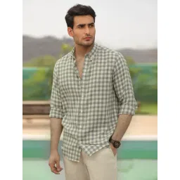 Perch Green Slim Fit Checks Shirt-picture-20