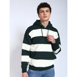 PERCH Men Striped Hooded Sweatshirt-picture-42