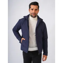 Perch Navy Blue Regular Fit Solid Jacket-picture-34