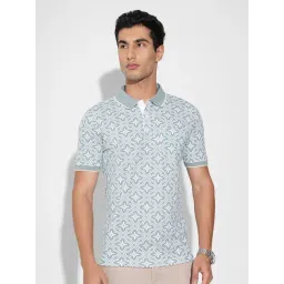 Peregrine By Pantaloons Alexandrite Cotton Slim Fit Printed Polo T-Shirt-picture-40
