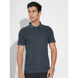 Peregrine By Pantaloons Alexandrite Cotton Slim Fit Printed Polo T-Shirt-picture-46