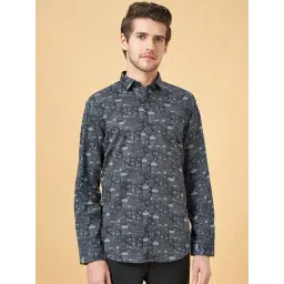 Peregrine by Pantaloons Black Cotton Slim Fit Printed Shirt-picture-18