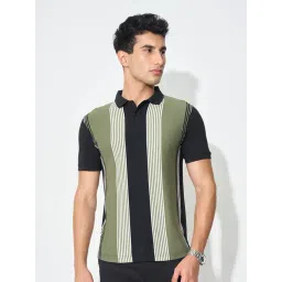 Peregrine By Pantaloons Black Slim Fit Striped T-Shirt-picture-31