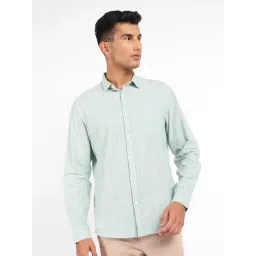 Peregrine By Pantaloons Blue Cotton Regular Fit Striped Shirt-picture-40