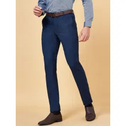 Peregrine by Pantaloons Blue Slim Fit Self Pattern Trousers-picture-10