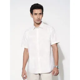 Peregrine By Pantaloons Brilliant White Cotton Regular Fit Printed Shirt-picture-39