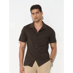Peregrine By Pantaloons Brown Cotton Slim Fit Printed Shirt-picture-17