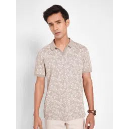 Peregrine by Pantaloons Floral Printed Polo Collar Short Sleeves Slim Fit T-shirt-picture-31